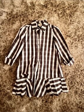 Tuckernuck Brown and White Gingham Button-Front Dress